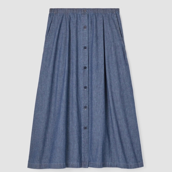 EILEEN FISHER AIRY ORGANIC COTTON TWILL A-LINE SKIRT SZ XL - Picture 5 of 12